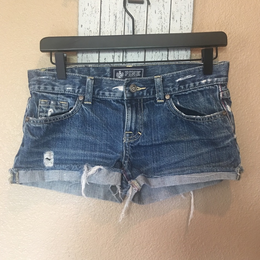 Pink Victoria’s Secret Distressed Denim Shorts